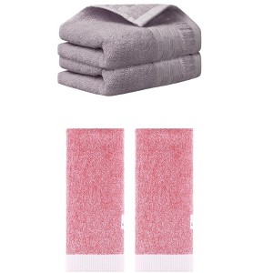REGALWOVEN 4 Pcs Solid Soft Absorbent Hand Towel Set for Bathroom, Camping, Gym - 1 of 4