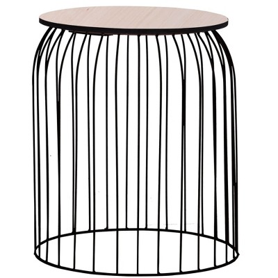 Copper Frame Black Wood Round Nesting Coffee Tables Set