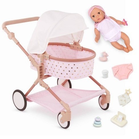 Doll with stroller set best sale