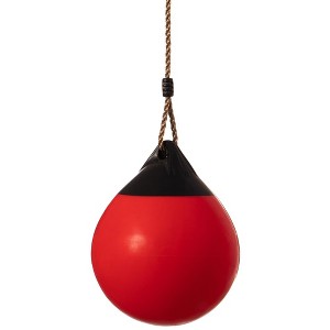 PLAYBERG Red Outdoor Patio Playground Hanging Adjustable Ball Round Swing, Inflatable Heavy Duty Rubber Round Swing Ball, Pump Included - 1 of 4
