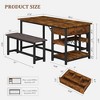 3-Piece Dining Table Set with Upholstered Benches, Kitchen Table with Storage Drawers & Wine Rack | Space-Saving Dining Set for Small Spaces - 2 of 4