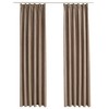 Aghana Digitals 2-Piece Taupe Suede-Touch Polyester Blackout Curtains with Metal Hooks, 55.1x88.6" - 2 of 4