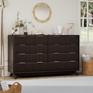 Fluted 8 Drawers Dresser for Bedroom,54"Wide Modern Chest of Drawers,Curved Profile Design,Storage Cabinet Organizer for Bedroom,Living Room,Hallway - 1 of 4