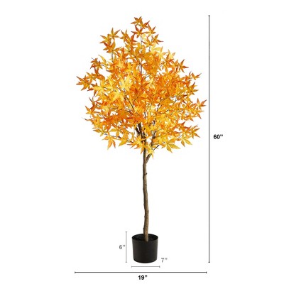 5-Foot Multicolor Maple Faux Potted Tree for Fall Decor