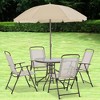 Aghana Digitals 4-Seater Outdoor Dining Set: Beige Mesh Foldable Chairs, Round Tempered Glass Table - 2 of 4