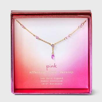 14K Gold Dipped Cubic Zirconia Marquise Y-Necklace - A New Day™