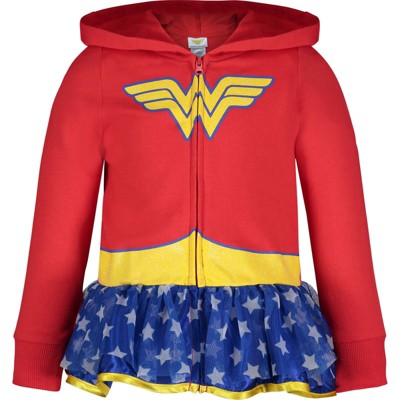 DC Comics Justice League Wonder Woman Girls Zip Up Costume Hoodie Little Kid to Big Kid