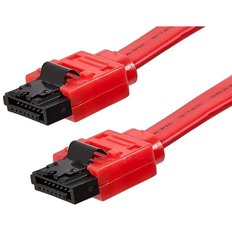 Monoprice SATA 6Gbps Straight Cable with Locking Latch - 3 Feet - Red | Compatible with SSD, CD Writer, CD Driver, SATA HDD, 2 of 4