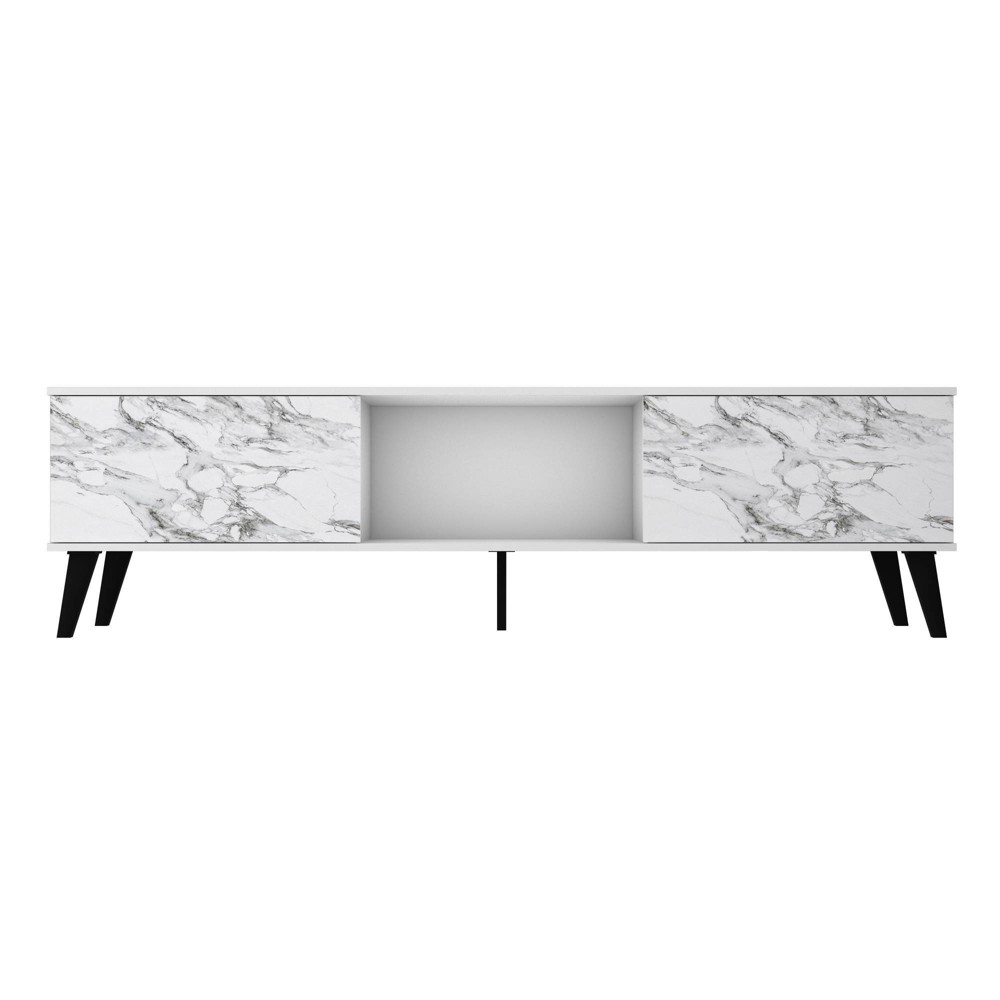 Manhattan Comfort Doyers TV Stand for TVs up to 75" White: Mid-Century Modern Media Console with Cable Management