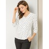 INSPIRE CHIC Women's Polka Dots 3/4 Sleeve Casual Button Front Shirt - 3 of 4