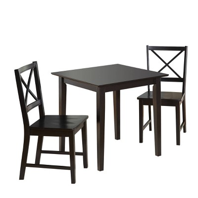 Elegant 3-Piece Black Pub Dining Set with X-Back Hardwood Chairs