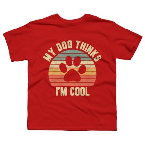 Boy's Design By Humans My Dog Thinks I'm Cool Shirt Funny Dog Lover Retro By BaoMinh T-Shirt - 1 of 3