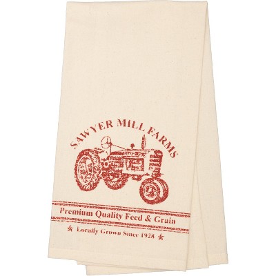 Sawyer Mill Red Tractor Muslin Unbleached Natural Tea Towel 19x28 VHC Brands