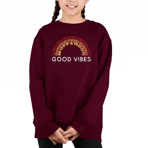 LA Pop Art Good Vibes - Girl's Word Art Crewneck Sweatshirt - 1 of 3