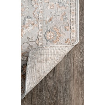 Beige Floral Pattern Synthetic 3' x 5' Area Rug