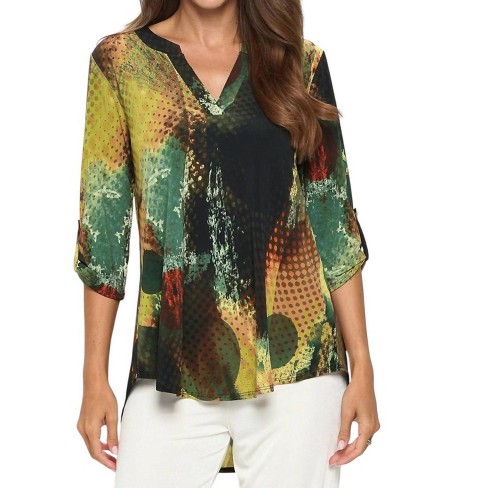 Women's Abstract Rolled Sleeve Tunic Top - Jostar - image 1 of 4