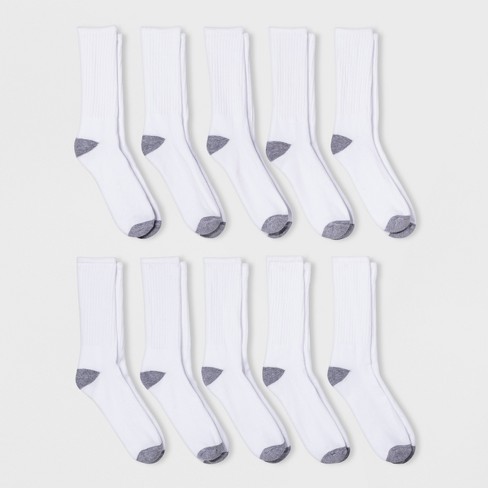 Men's Odor Resistant Crew Socks 10pk - Goodfellow & Co™ White 6-12 : Target