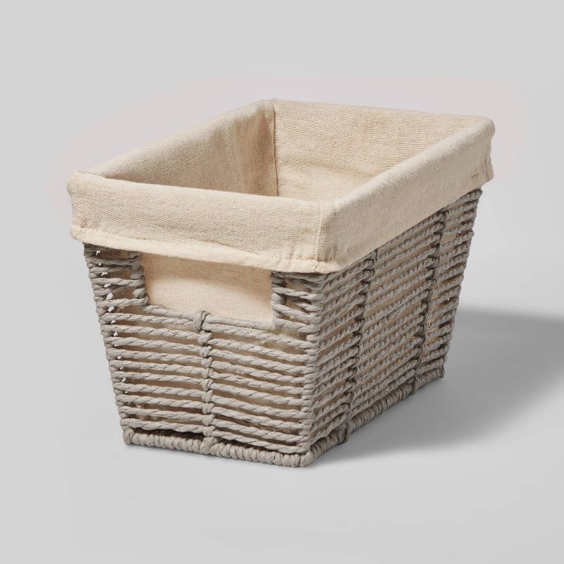 10.25&#34; x 6&#34; x 6&#34; Small Woven Twisted Paper Rope Tapered Basket Gray - Brightroom&#8482;, 1 of 5