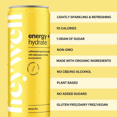 heywell Energy + Hydrate Lemon Fizz Sparkling Water - 12 fl oz Can