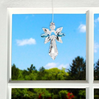 Woodstock Wind Chimes Woodstock Rainbow Makers Collection  Crystal Guardian Angel  Large 2'' Crystal Suncatcher for Indoor Decor Gift
