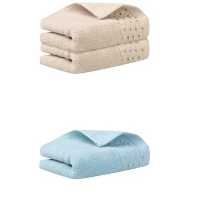 REGALWOVEN 3 Pack Embroidery Pattern Cotton Hand Towels for Bathroom, Kitchen 14" x 30"