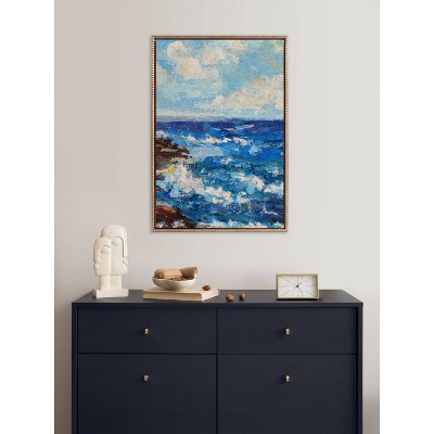 Gold Beaded Framed Canvas for Kids' Sports Art, 23"x33"