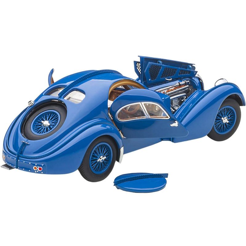 1938 Bugatti Type 57SC Atlantic with Metal Wire-Spoke Wheels Blue 1/43 Diecast Model Car by Autoart, 2 of 6