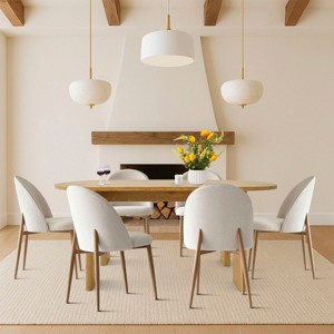 7-Piece Oval Dining Table Set, 67'' Modern MDF Table with Arched Legs and 6 Upholstered Chairs for Dining Room or Kitchen-Maison Boucle - 1 of 4