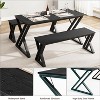 3-Piece Retro Brown Dining Set | Rectangular Table + 2 Upholstered Benches (Seats 4) | Chamfered Metal Frame for Small Kitchens/Apartments - 3 of 4