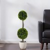 Artificial Topiary Boxwood Tree Double Ball with Pot - 4 of 4