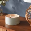 3-Wick 14oz Matte Textured Ceramic Wooden Wick Candle Blue/Seagrass and Bergamot - Threshold™: Soy Wax Blend, 48hr Burn Time - 2 of 3