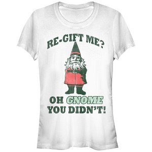 Juniors Womens CHIN UP Christmas Re-Gift Gnome T-Shirt - 1 of 3