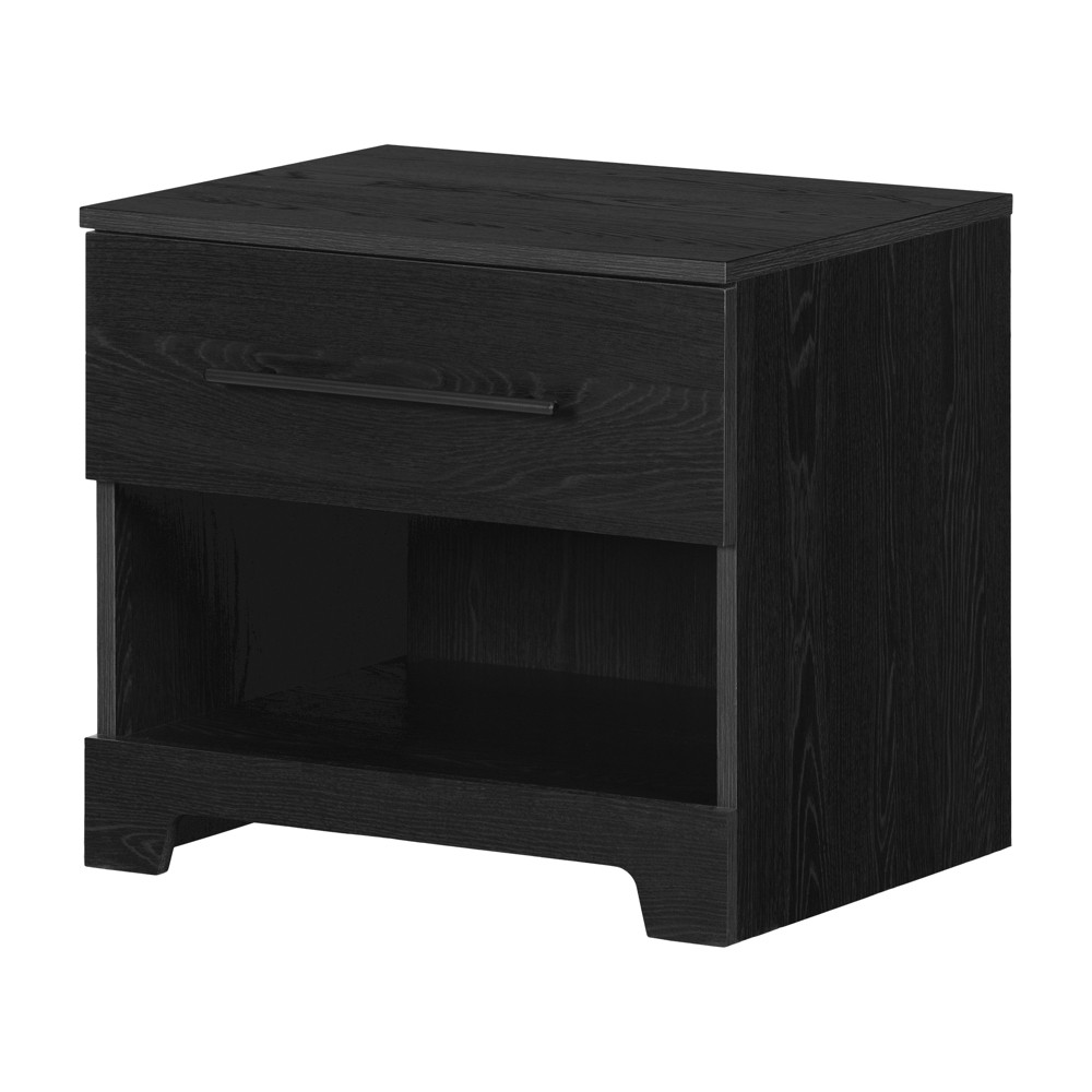 Photos - Storage Сabinet South Shore Primo Nightstand with Drawer Black Oak