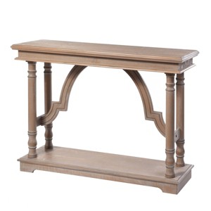 Wood Trestle Console Table with Arch Design Brown - StyleCraft: Entryway, Narrow Profile, Solid Wood - 1 of 4