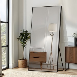Spassway Rectangle Full Length Mirror With Stand Right Angle Metal Frame Floor Standing Mirror for Bedroom Living Room Cloakroom Modern Home Decor - 1 of 4