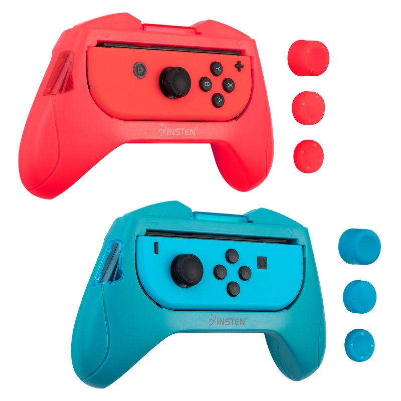 Insten 2 Pack Controller Grips Compatible with Nintendo Switch Joy-Con Controllers, Blue, Red, 1 of 10