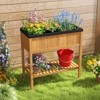 Tangkula 1/2 PCS Wooden Raised Garden Bed w/ Legs Liner Storage Shelf Large Planter Box for Herb - 3 of 4