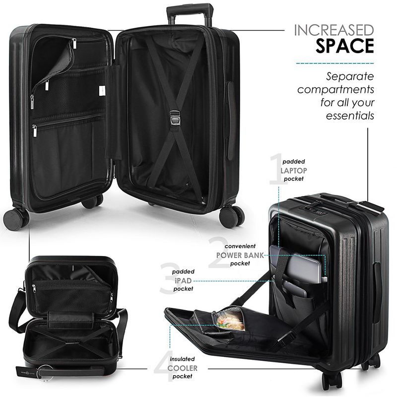 TravelArim 4 Piece Hard Shell Luggage Set with Spinner Wheels, Expandable Large Suitcases with TSA Lock, 5 of 10