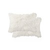 HomeRoots Set of Two 12" X 20" Off White Faux Fur Throw Pillow - 4 of 4