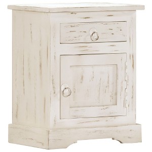 vidaXL Bedside Cabinet White 15.7"x11.8"x19.7" Solid Mango Wood - 1 of 4