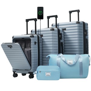 5 PCS Expandable Luggage Set, Hardside Spinner Suitcase with USB Port, Cup Holder, Duffel Bag, Tolietry Bag and TSA Lock - ModernLuxe - 1 of 4