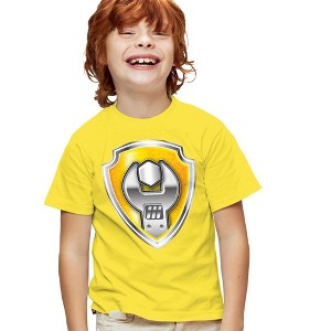 Boys' Short Sleeve Paw Patrol Rubble Badge Costume T-Shirt - 1 of 4