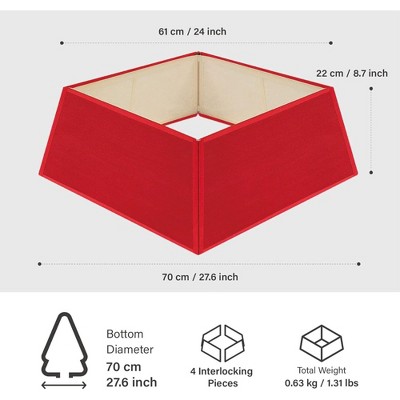 Large Red Canvas Square Christmas Tree Collar Basket