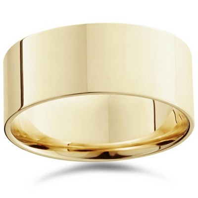 Pompeii3 9mm Flat High Polished Wedding Band 14K Yellow Gold