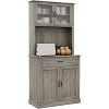 Tall Pantry Cabinet - Kitchen Storage Hutch Cabinets with Microwave Stand, Fluted Glass Doors, Drawer, Adjustable Shelves - Perfect for Dining Rooms - 3 of 4