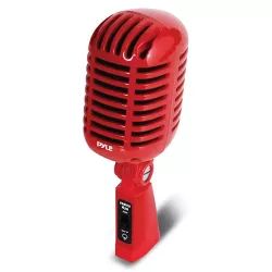 Pyle Classic Retro Vintage-Style Dynamic Vocal Microphone (Red)