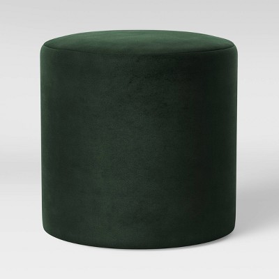 Bodrum Round Upholstered Ottoman Velvet Forest Green - Project 62™