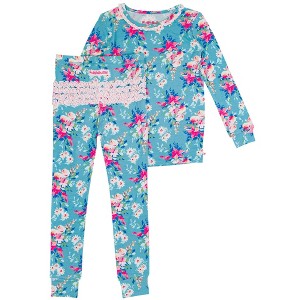 RuffleButts SoftSnooze Toddler Girls Ruffle Long Sleeve Pajama Set - 1 of 4
