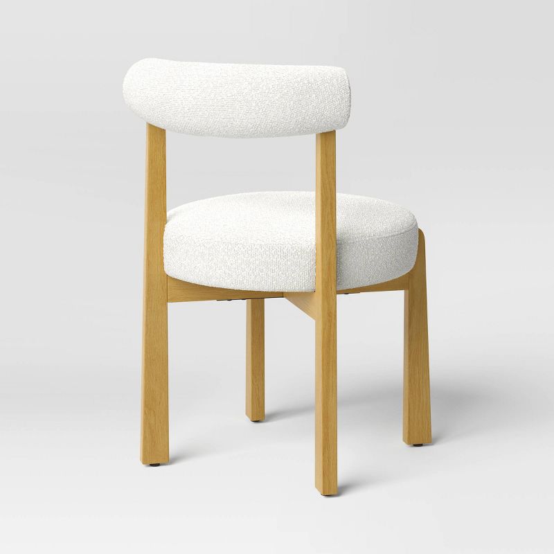 Sculptural Upholstered and Wood Dining Chair Cream Boucle - Threshold™, 5 of 7