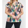 Women's V-Neck Ruffle Sleeve Top - entro - 2 of 4